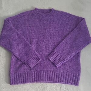 Topshop Fuzzy Sweater Y2K Soft Knit Purple Crewneck Cozy Women M 8 10 Casual